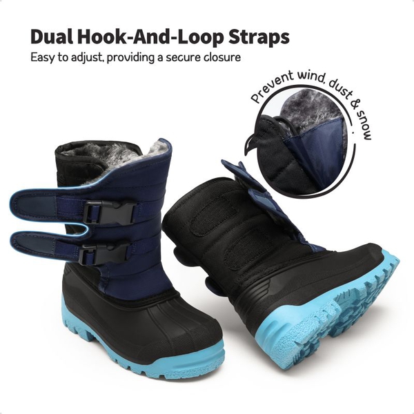Boys' Hook-And-Loop Non-Slip Snow Boots - DARK BLUE-LIGHT BLUE - 3